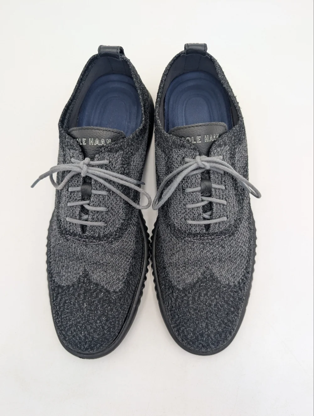 Cole Haan Grand.OS Men Size 11.5M Comfort Oxford Wingtip Dark Grey Knit Lace-Up